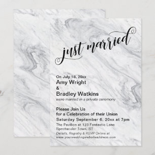 Invitation Célébration de mariage de marbre juste après la cé