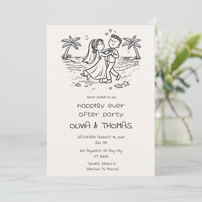 Invitation Célébration de mariage de plage pour toujours (Debout devant)