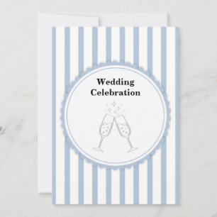 Invitation Célébration de mariage élégante à rayures bleues e