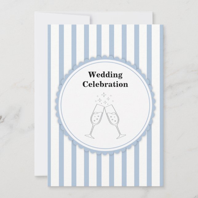 Invitation Célébration de mariage élégante à rayures bleues e (Devant)