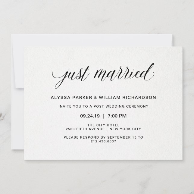 Invitation Célébration de mariage élégante avec une typograph (Devant)