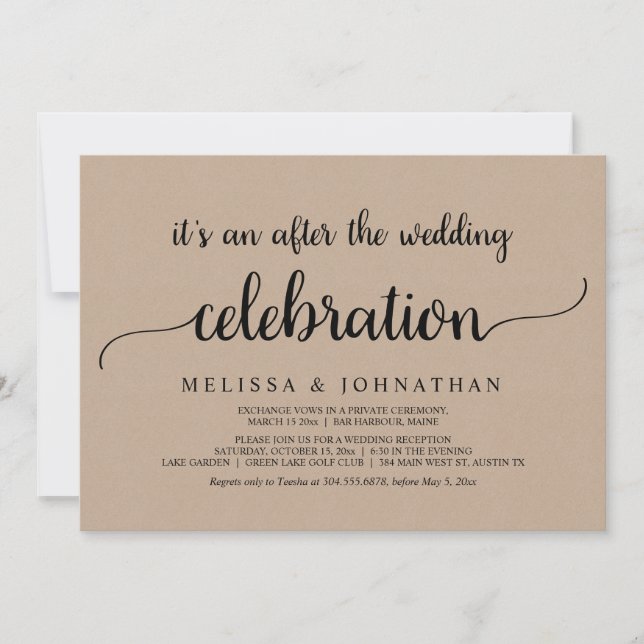 Invitation Célébration de mariage en fuite pour toujours heur (Devant)