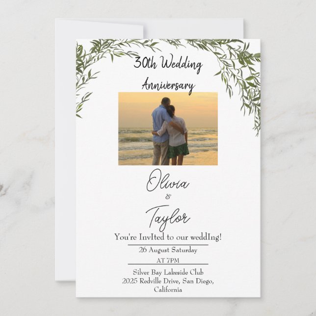 Invitation Célébration de mariage et d'anniversaire de mariag (Devant)