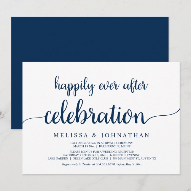 Invitation Célébration de mariage fugace et heureux pour touj (Devant / Derrière)