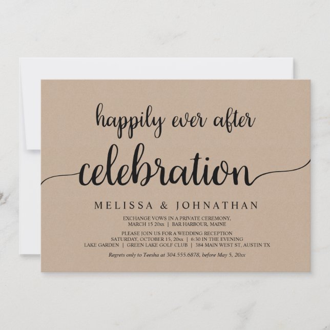 Invitation Célébration de mariage fugace et heureux pour touj (Devant)