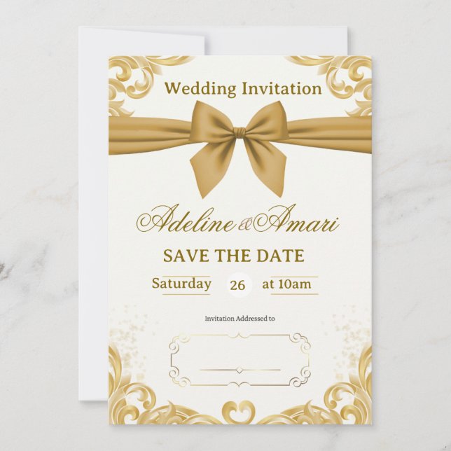 Invitation Célébration de mariage moderne élégante blanc et o (Devant)