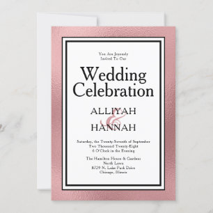 Invitation Célébration de mariage moderne en or rose LGBTQ