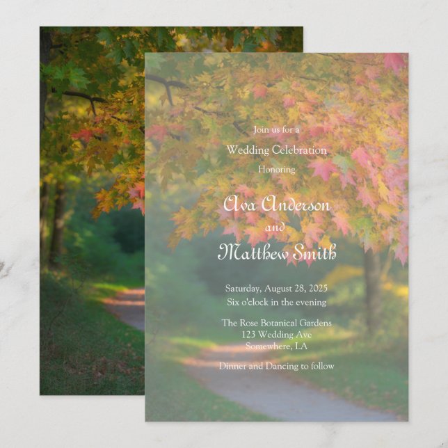 Invitation Célébration de mariage par une journée d'automne c (Devant / Derrière)