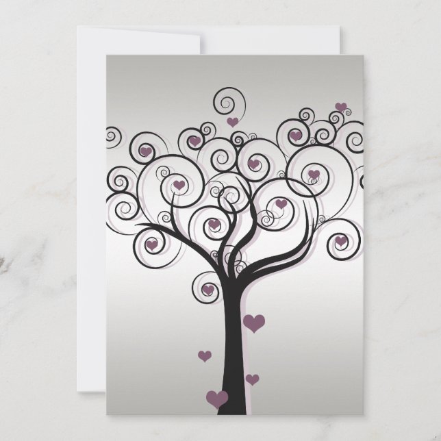 Invitation Célébration de mariage postérieur Argent Violet No (Devant)