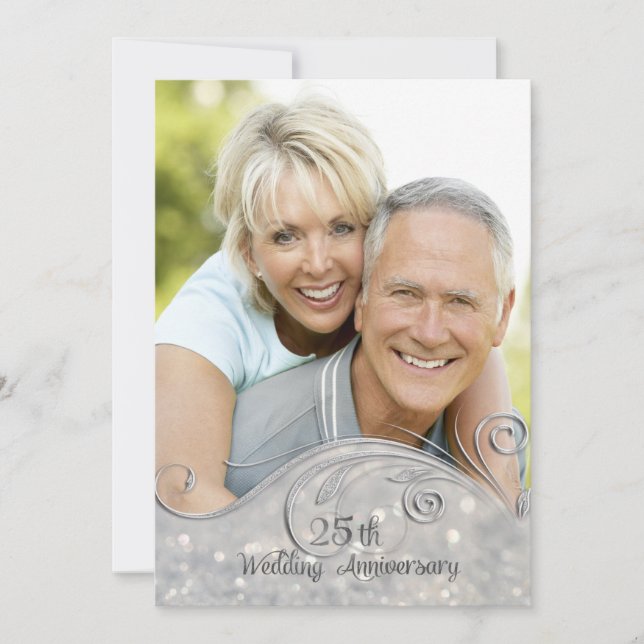 Invitation Célébration de mariage Sparkle Silver 25 ans (Devant)