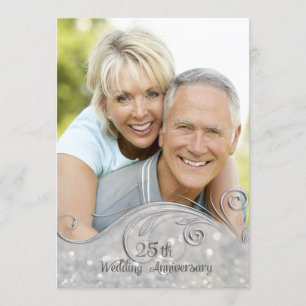 Invitation Célébration de mariage Sparkle Silver 25 ans