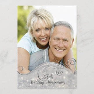 Invitation Célébration de mariage Sparkle Silver 25 ans
