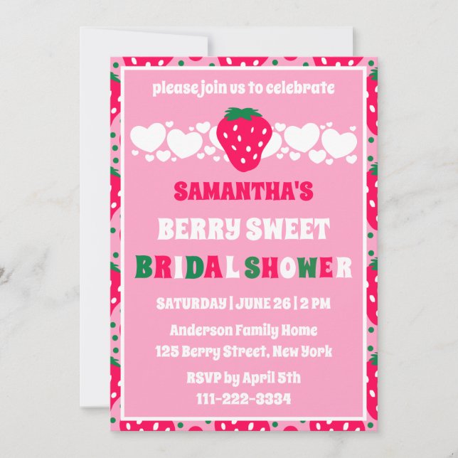 Invitation Célébration de mariage sucré Blush Berry (Devant)