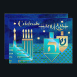 Invitation Célébration de Menorah & Dreidels Hanoukka<br><div class="desc">Fêtez Hanoukka. Elégant Festive Gold Foil Menorah et Dreidels Design Hannukah Celebration / Hanoukka Dîner Invitations avec texte personnalisé. Cartes et cadeaux correspondants disponibles dans la catégorie Fêtes juives / Hanoukka de notre magasin.</div>