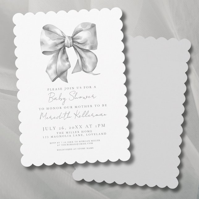 Invitation Célébration de Naissance Bébé Arc-en-ciel sans Gen (Gender Neutral Bow Baby Shower Invitation)