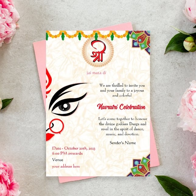 Invitation Célébration de Navratri Durga Puja (Créateur téléchargé)