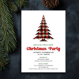 Invitation Célébration de Noël à carreaux rouge noir intempor