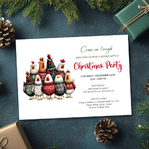 Invitation Célébration de Noël à l'aquarelle de poules excent