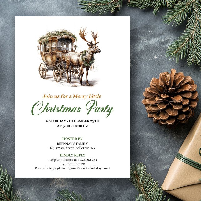 Invitation Célébration de Noël de cerfs aux couleurs terreuse (Modern Earthy Colors Christmas Tree Celebration)