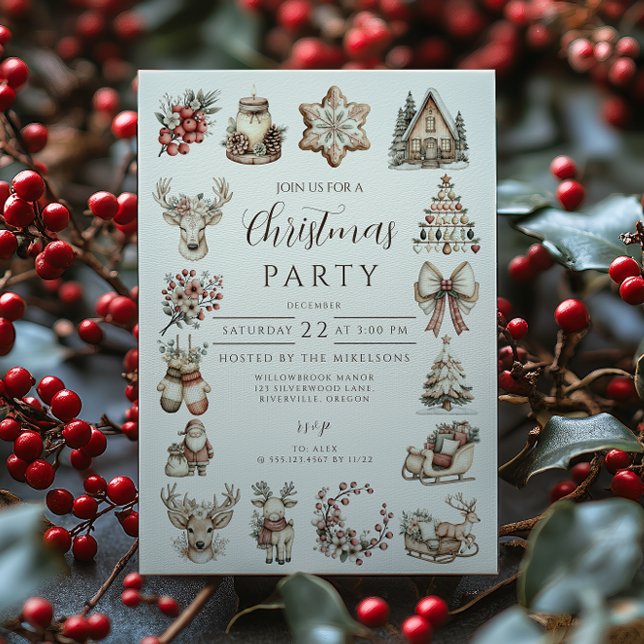 Invitation Célébration de Noël rustique et neutre (Créateur téléchargé)