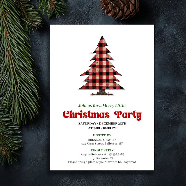 Invitation Célébration de Noël sous l'arbre de Noël Cozy Buff (Cozy Buffalo Christmas Tree Holiday Celebration)