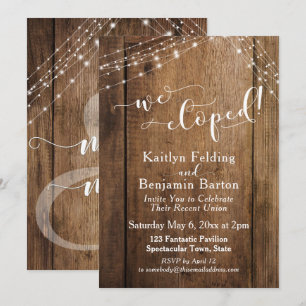 Invitation Célébration de notre mariage intime Bois Brun Rust