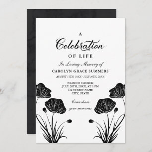 Invitation Célébration de pavots noirs et cultivés de la vie