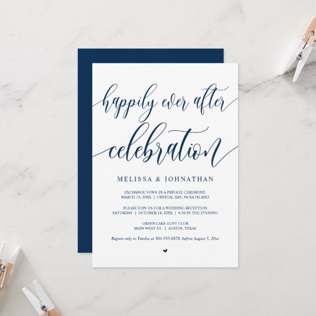 Invitation Célébration de pour toujours heureux, Noir, Élitem (Devant/Arrière en situation)