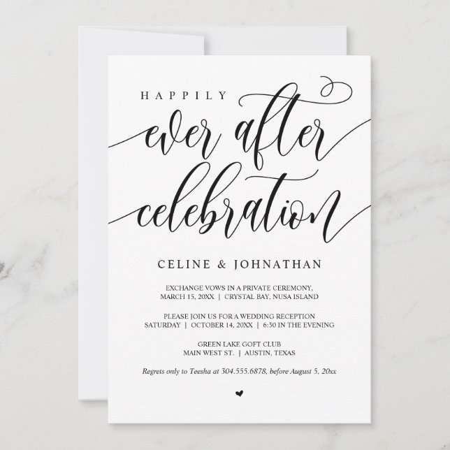 Invitation Célébration de pour toujours heureux, Noir, Élitem (Devant)