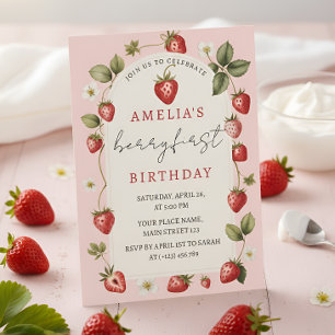 Invitation Célébration de premier anniversaire de fraise mign