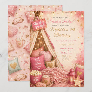 Invitation Célébration de pyjama party rose
