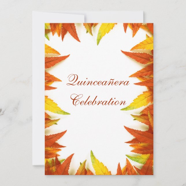 Invitation Célébration de Quinceañera Feuilles d'automne (Devant)