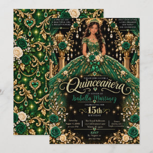 Invitation Célébration de Quinceañera vert émeraude