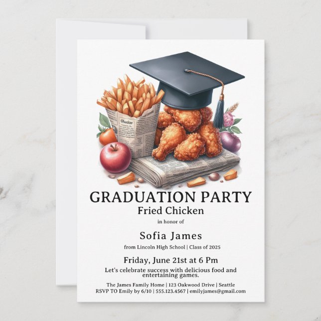 Invitation Célébration de remise de diplômes au poulet frit (Devant)