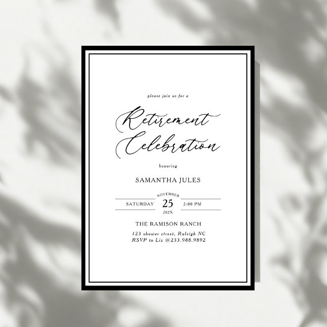 Invitation Célébration de retraite Écriture élégante moderne (Créateur téléchargé)