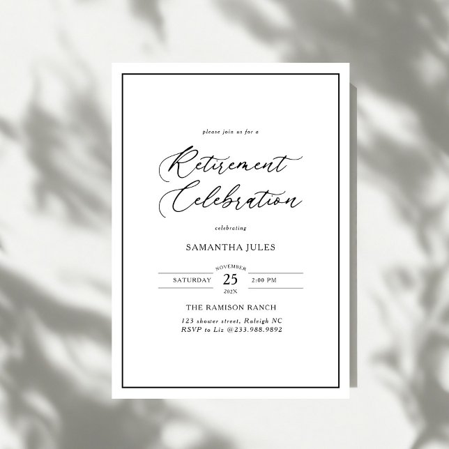 Invitation Célébration de retraite en écriture élégante moder (Créateur téléchargé)