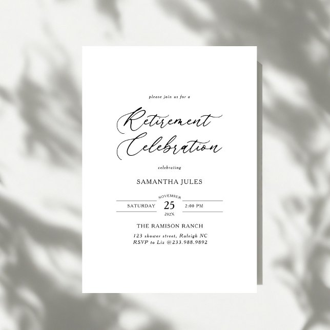 Invitation Célébration de retraite en écriture élégante moder (Créateur téléchargé)
