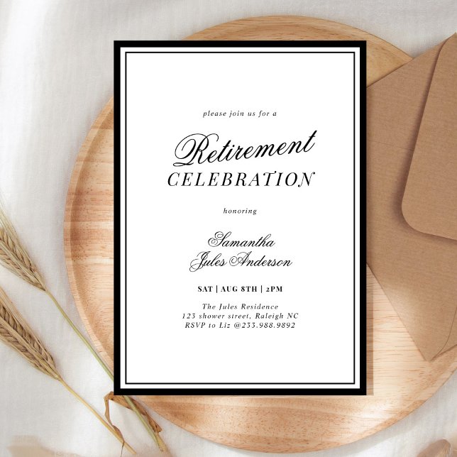 Invitation Célébration de retraite en écriture élégante moder (Créateur téléchargé)