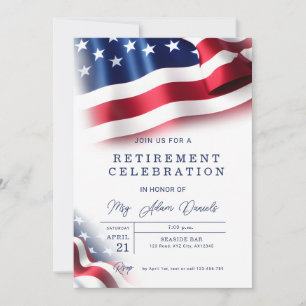 Invitation Célébration de retraite militaire avec drapeau amé