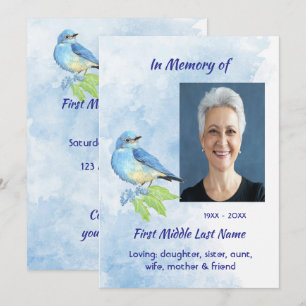 Invitation Célébration de service de vie Bluebird Garden Bird