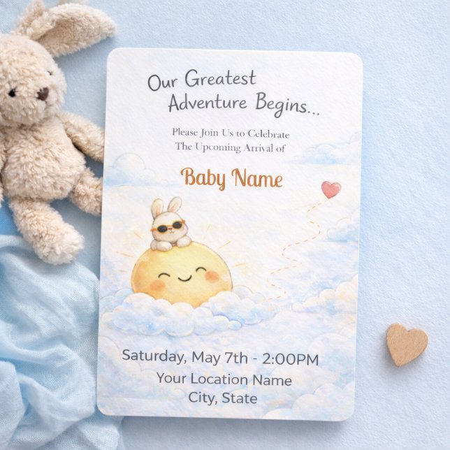 Invitation Célébration de style doux lapin soleil (Créateur téléchargé)