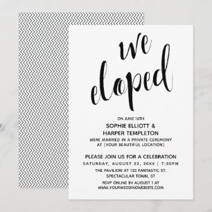 Invitation Célébration de typographie We Eloped noir et blanc