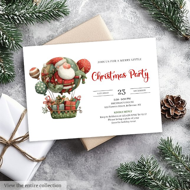 Invitation Célébration de vacances classique de Père Noël exc (Quirky Santa Claus Classic Holiday Celebration Invitation

)