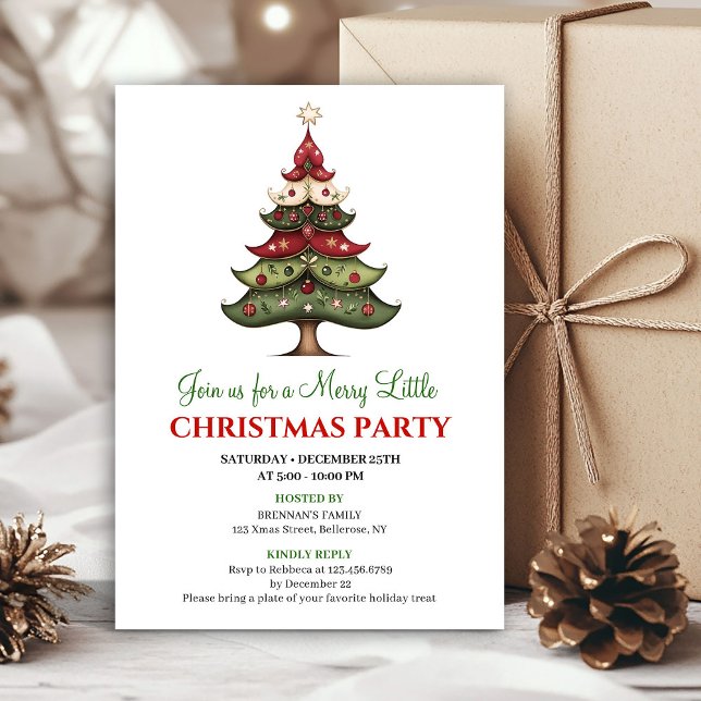 Invitation Célébration de vacances d'arbre de Noël unique cla (Classic unique Christmas tree holiday celebration)