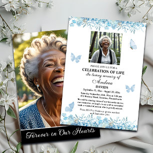 Invitation Célébration De Vie 2 Photos Funérailles Floral Ble