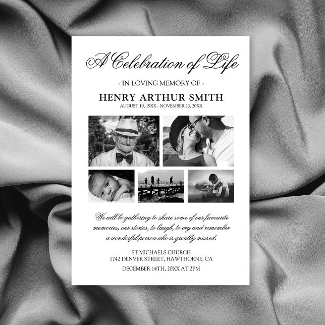 Invitation Célébration de vie avec photo de funérailles (Créateur téléchargé)