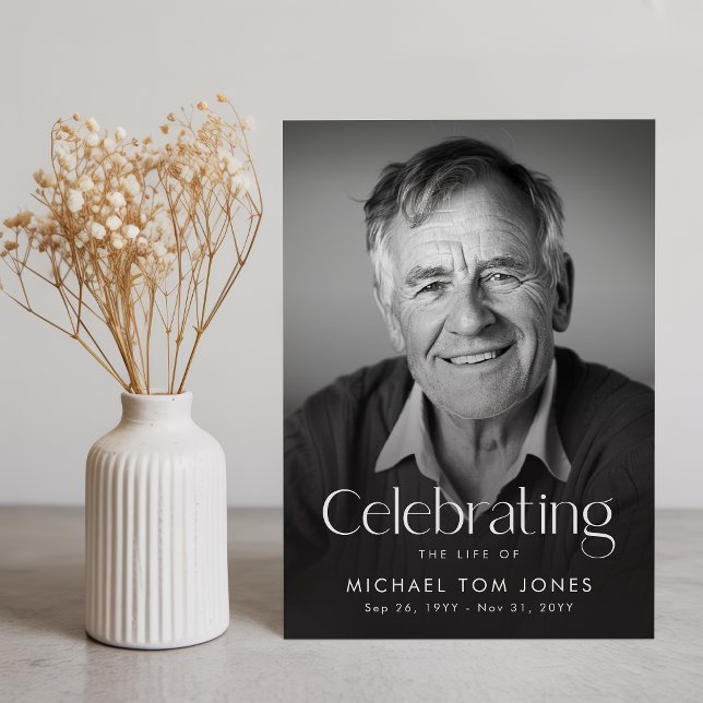Invitation Célébration de vie avec photo et écriture moderne  (Créateur téléchargé)