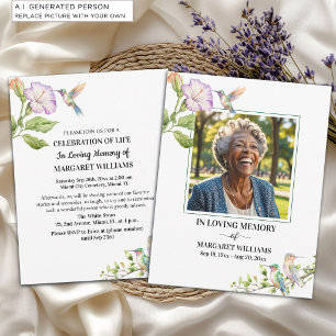 Invitation Célébration De Vie Colibris Floral Photo