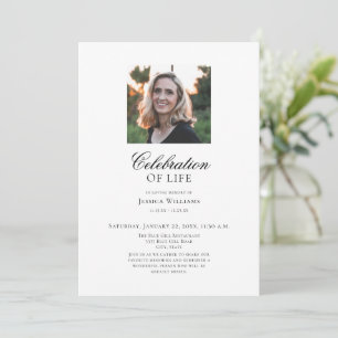 Invitation Célébration de vie élégante avec photo de funérail