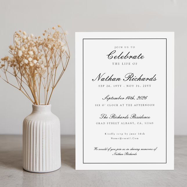 Invitation Célébration de vie élégante et moderne en écriture (Créateur téléchargé)